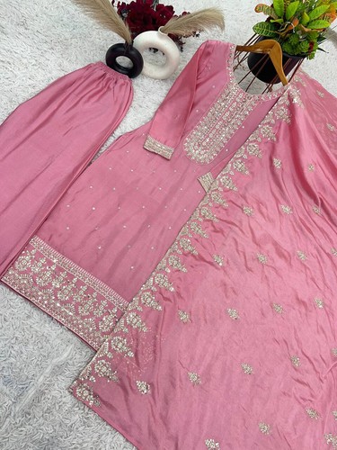 Lanzamiento Elegante Seda Chinnon Salwar Kameez Con Dupatta Para Boda y Función - Imagen 7 de 11