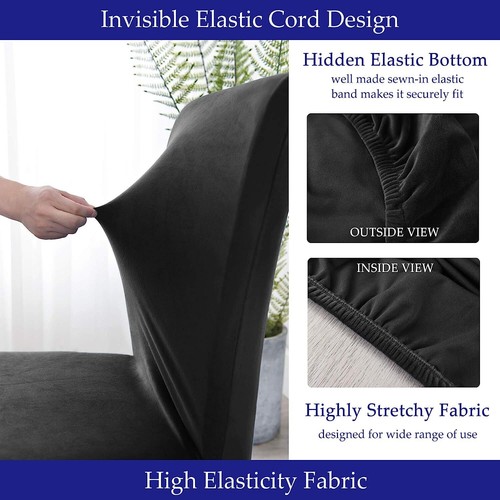 Plush Velvet XL Size Dining Chair Covers Slipcover Washable Soft Chair Protector - Picture 11 of 17