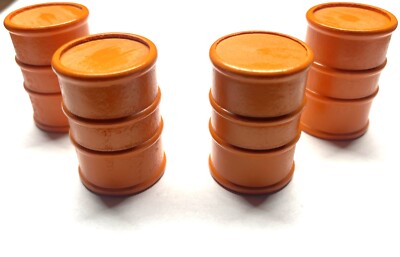 Miniature Wooden Orange Oil Barrel | 1-5/8 inch | Set of 4 |Scale Model ToyTrain