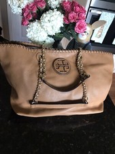 Tory Burch Marion East-West Tote in Tan Pebbled Leather - EUC Retail 550