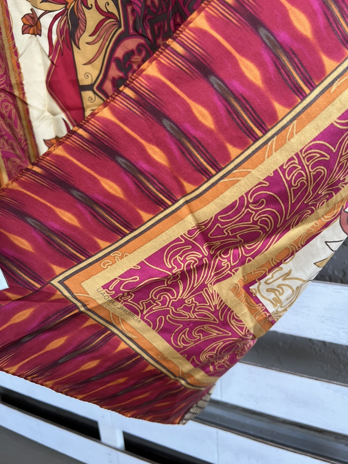 Adrienne Landau Studio Red Floral 100% Silk Scarf 34x34”