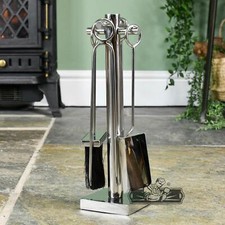 Polished Stainless Steel Four Piece Companion Set - 40cm