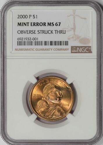 2000 NGC MS67 Deep Struck Thru Sacagawea Dollar Mint Error Unique & High Grade - Picture 4 of 5