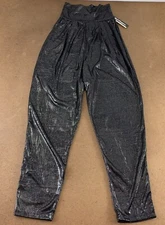 Body Wrappers Adult Size Small Black Sanded Metallic Dance Harem Pants 8541 NWT
