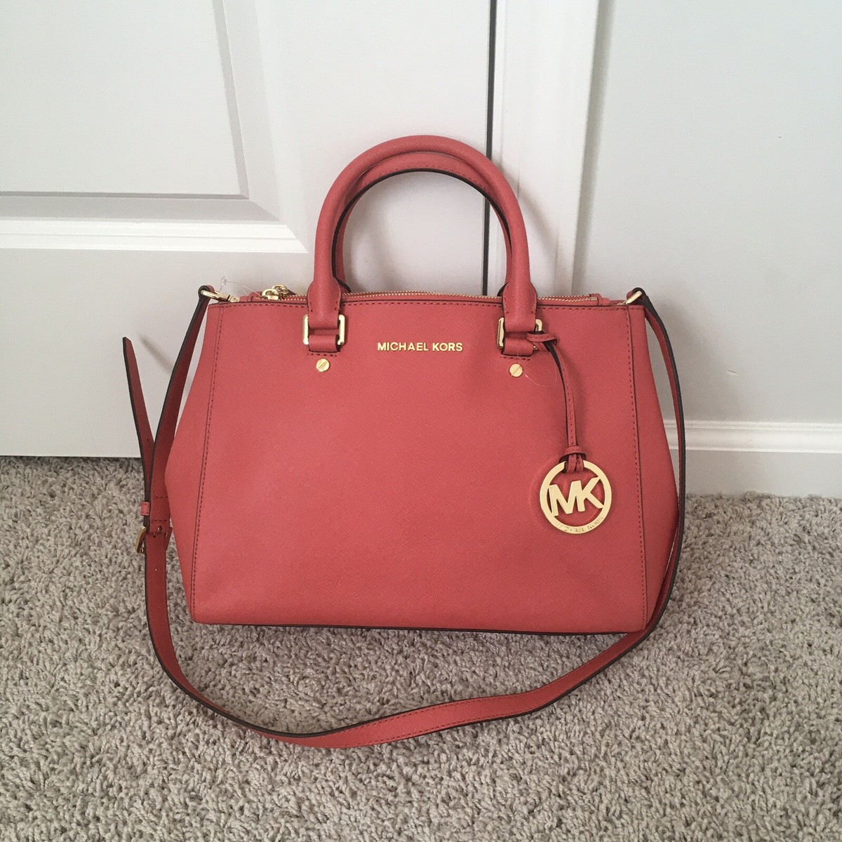 MICHAEL KORS Medium Red Watermelon Leather Backpack MICHAEL KORS Watermelon Leather Medium | Mercari main image 3
