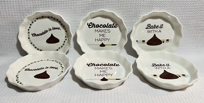 (6)CIB- Hersheys Kisses Chocolate Kiss Candy Graphic-Fluted 5.75  Baking Dishes