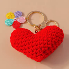 Crochet Love Heart Keychain