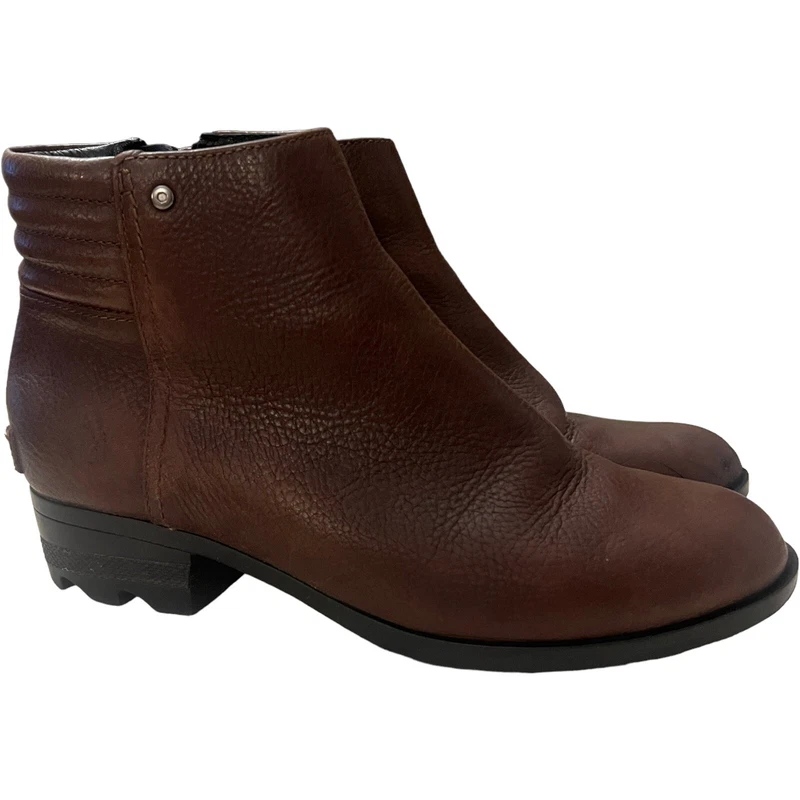 sorel danica ankle leather side zip boots