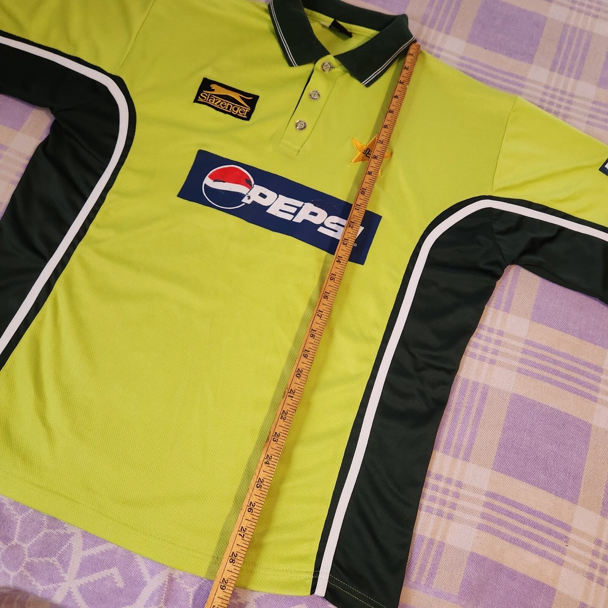 Slazenger Jersey Shirt Top Pakistan Cricket 2000s Rare Pepsi Green 