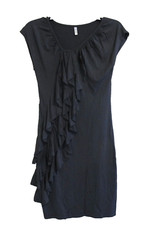 Envi Stretch Knit Cap Sleeve V Neck Asymmetrical Ruffle Dress Size XS