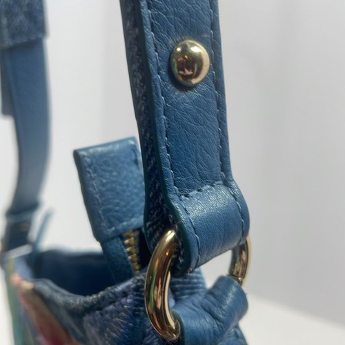 Chico’s Denim Butterfly & Floral Crossbody Purse Leather Edges - Picture 15 of 16