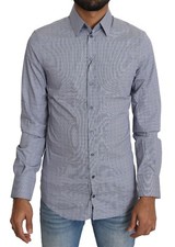 DOLCE & GABBANA Shirt SICILIA Gray Dotted Semi Fitted Formal 37/US14.5/XS $700