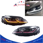 RED Projector Headlights with LED Switchback DRL for 2015-2017 MK7 VW Golf