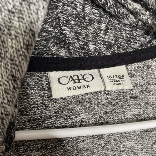 Cato Marled Open Front Grey Black Long Sleeve Cardigan Sweater Size 18/20W - Picture 2 of 5