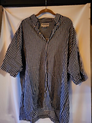 Rhinocerous Mens Short Sleeve Shirt Sz Large Blue And White Checked Very Nice