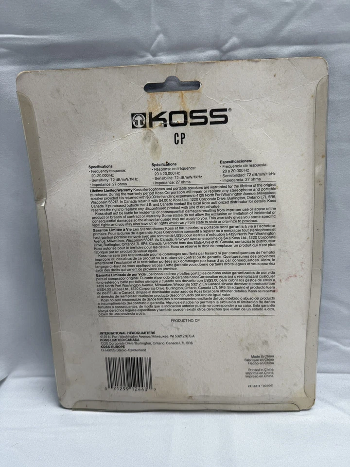 老式KOSS彩色耳机便携式电子入耳式耳机绿松石蓝色 — 第 2/2 张图片