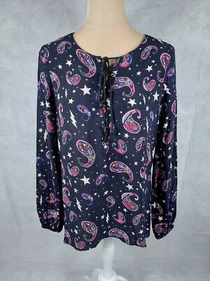 Bluse Frogbox NEU Gr. S 36 Shirt Hemd schwarz blau Paisley elegant Party Viskose