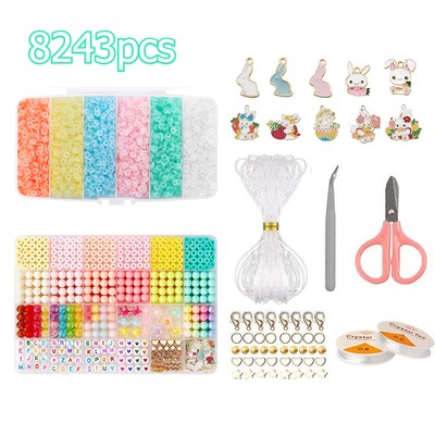 8243pcs Jelly Color Clay Beads for Bracelet Making Kit DIY Jewelry Craft Gifts