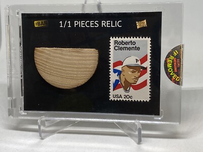 2020 THE BAR ROBERTO  CLEMENTE 1/1  STAMP 1950 s BAT RELIC FACTORY SEAL HOF