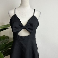 Lulu's Women's Fit & Flare Bow Cutout Mini Dress Size XL Black Prom Formal NWT