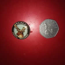 charity RSPCA animal defender vintage sealed back badge with stag pre-1940s