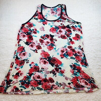 Cool Melon Tank Top Plus 2XL Floral Racer Back Summer Cottage Core Garden