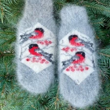 Womens Angora Warm Winter Mittens | Knitted Mittens 100% Natural Angora wool