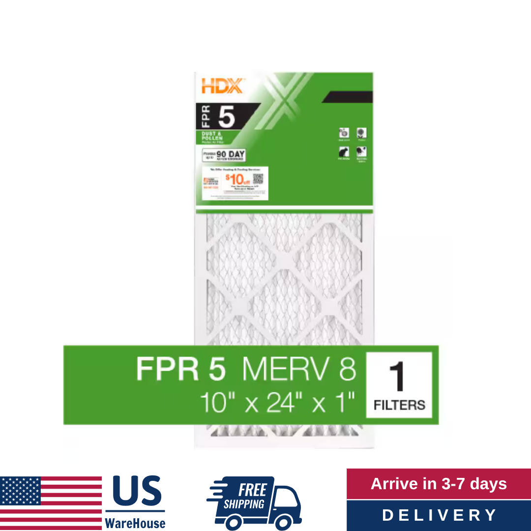 10x24x1 Standard Pleated Air Filter 1-Pack, FPR 5 MERV 8 Replacement