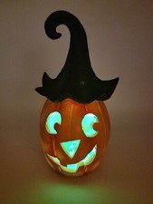 Halloween Jack O' lantern Pumpkin Multicolored Lights Flash Battery Operated VTG