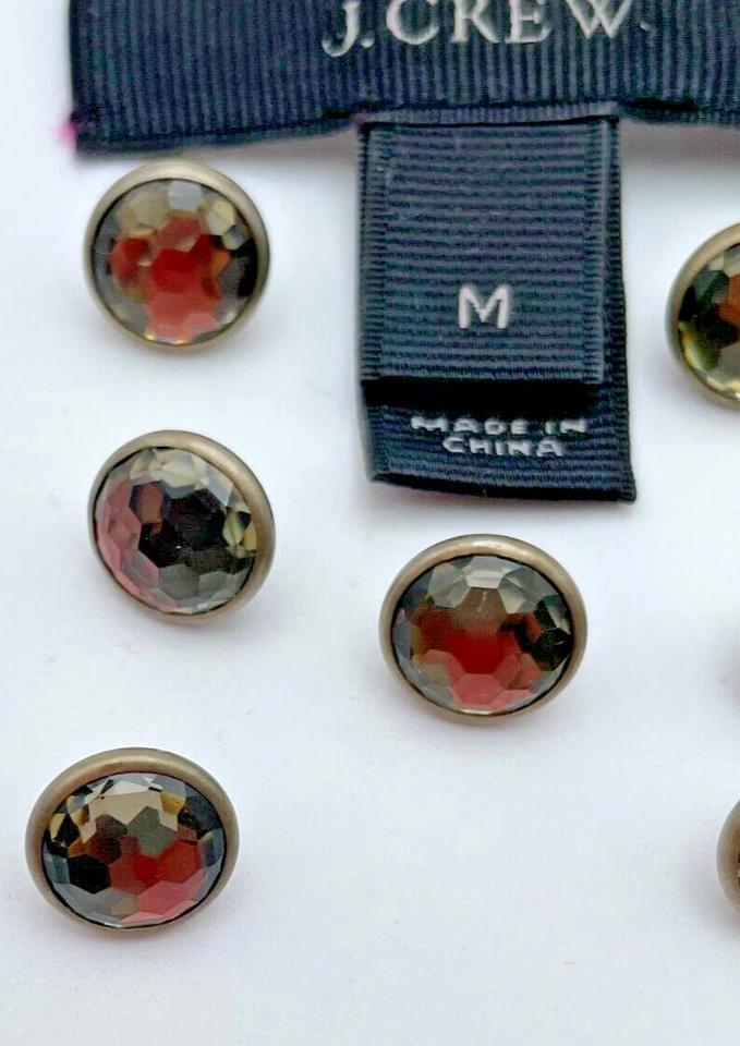 J. Crew Replacement Round Shank Buttons Silver Metal Gray Rhinestone Set Of 7 - Image 4 of 4