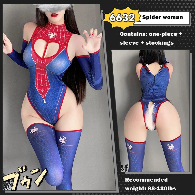 Sexy Women Lingerie Set Spiderwoman Jumpsuit Bodysuit Cosplay Costume Halloween - Image 2 of 4