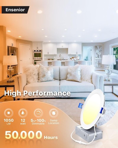 Ensenior 24x 4" Recessed LED Downlights Slim Dimmable Canless Ceiling Lights ETL - Picture 8 of 11