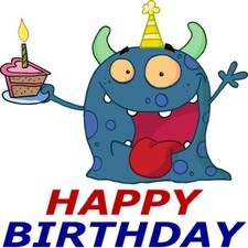 30 Custom Happy Birthday Blue Cake Monster Personalized Address Labels
