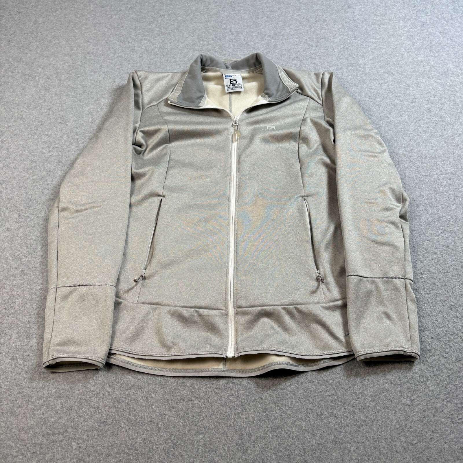 Salomon Giacca Donna M Grigio Pelle Avanzata Calda Fori Pollice Corsa Escursionismo Outdoor