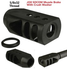 All Steel 458 SOCOM 5/8x32 TPI Tanker Style Competition Muzzle Brake Compensator