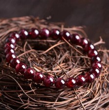 Natural Red Garnet Stone Beaded Bracelet Red Gemstone Stretch Bracelet