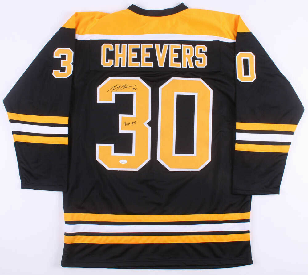 GERRY CHEEVERS AUTOGRAPHED CUSTOM JERSEY (BOSTON BRUINS) - JSA COA! 