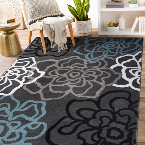 Area Rug Contemporary Modern Floral Flowers Carpet Rugs for