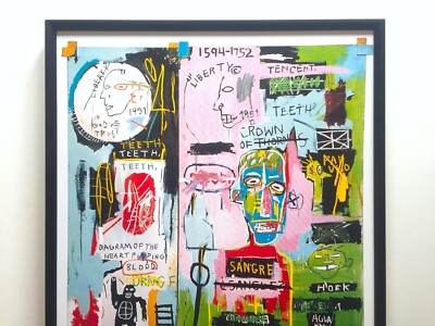 JEAN MICHEL BASQUIAT RARE 1999 FRAMED LITHOGRAPH POSTER 