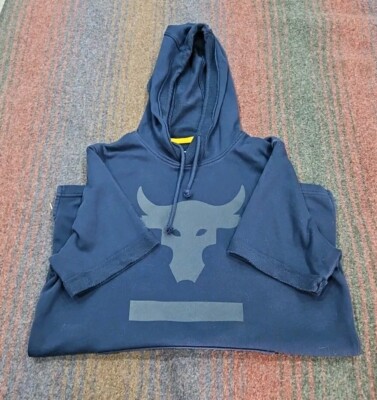 Under Armour Project Rock Hoodie Mens Small Blue Short Sleeve Pullover  Dwayne