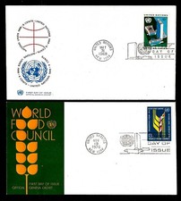  envl 09 NATIONS-UNIES :2 Enveloppes FDI avec timbres   1er jour,