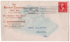 HARTFORD TYPEWRITER ENVELOPE Antique Vtg Schreibmaschine Cover Ephemera Graphic thumbnail