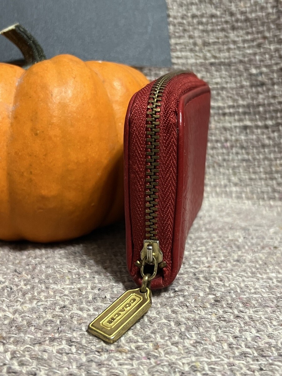 COACH VINTAGE SONOMA RED PEBBLE LEATHER SMALL ZIP AROUND