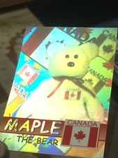 Ty Beanie Babies Trading Card Maple The Bear Hologram, Series 2 Green