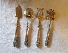 Service à hors d'œuvres à dessert  pelle à fraise  fin 19ème argent doré ancien