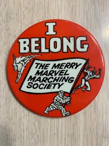 ‘64 MMMS MERRY MARVEL MARCHING SOCIETY PIN BUTTON NM 3 INCHES ORIGINAL VERY RARE