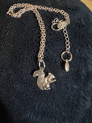 SILVER SQUIRREL Autumn cute 18'' NECKLACE