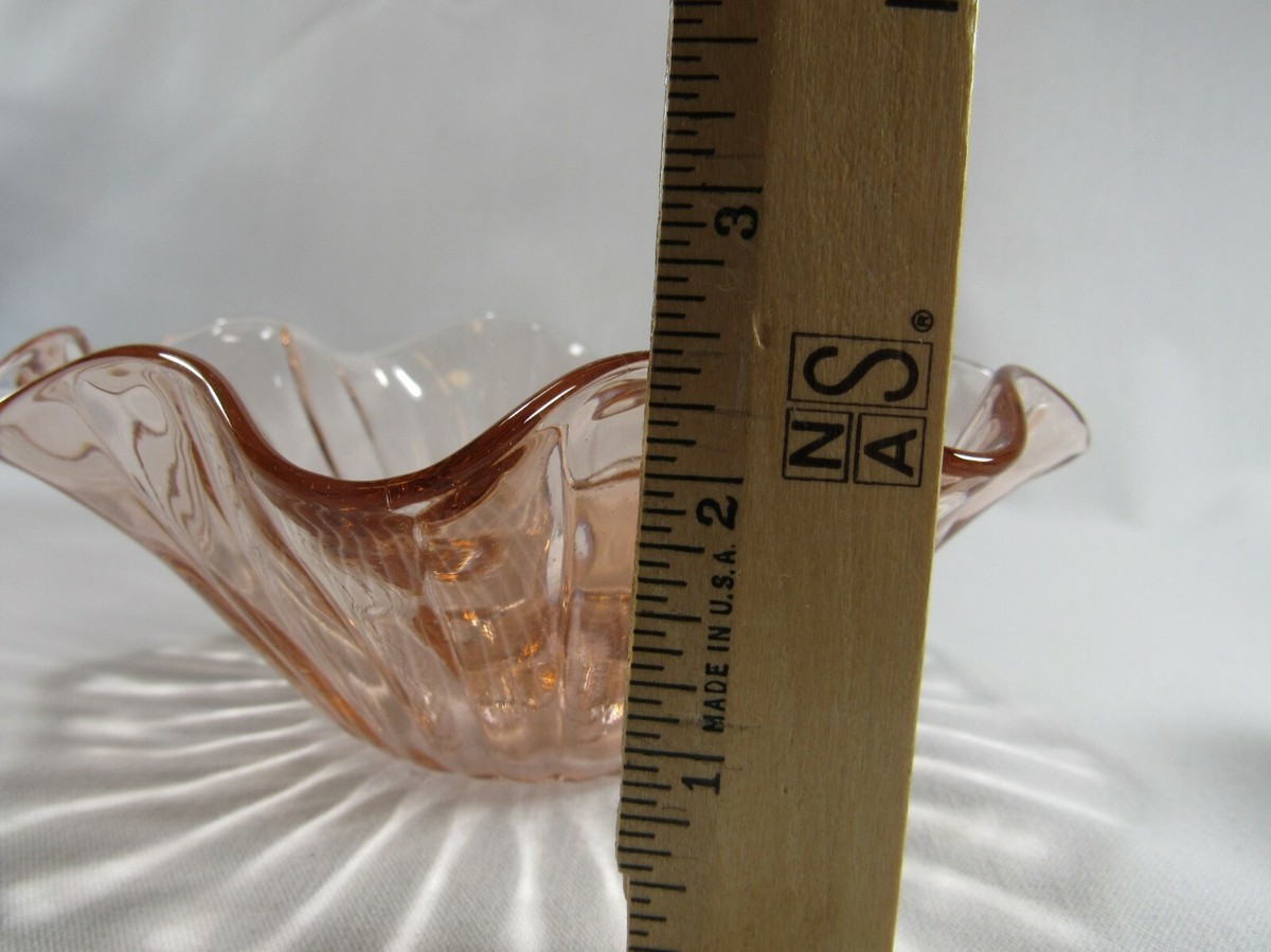 Anchor Hocking Lexington Pink Glass Ruffled Candle Holder | eBay