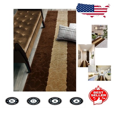 Personalized Hallway Runner Rug - 26'' x Your Choice of Length in Brown Daisy