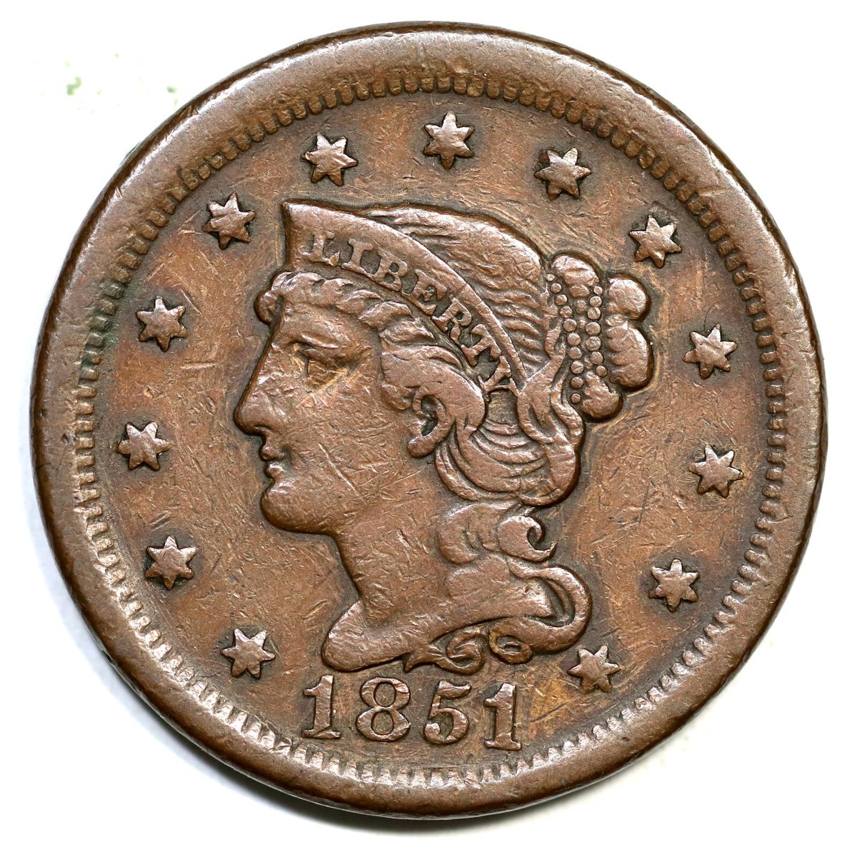 1851/81 N-3 Braided Hair Large Cent Coin 1c | eBay